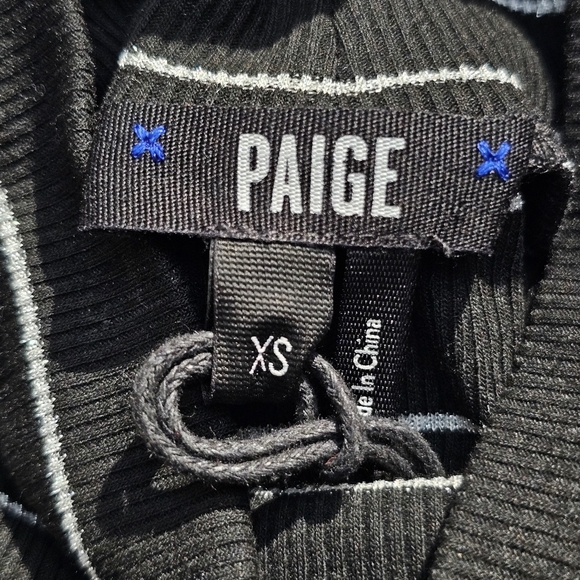 NWT Paige Danisha Black & Silver Ribbed Striped Midi Dress, Size XS - Picture 8 of 12